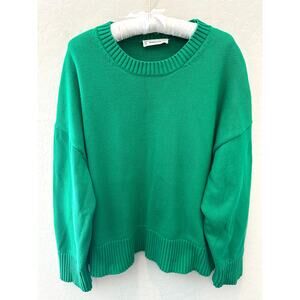 EVERLANE | Organic Cotton Crewneck Sweater Green Plus Size | XXL